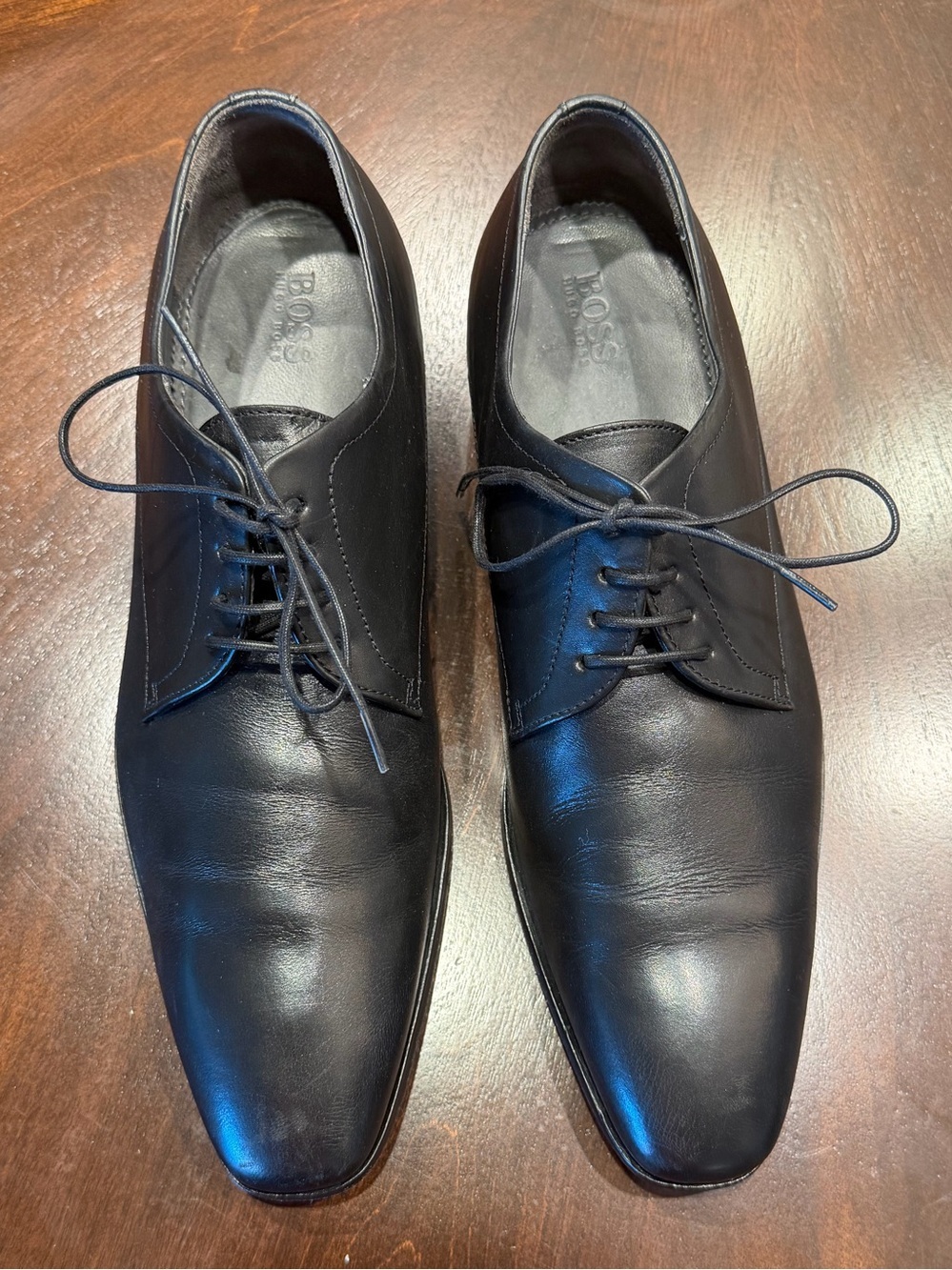 Boss Black Leather Derby Lace-Up Shoes